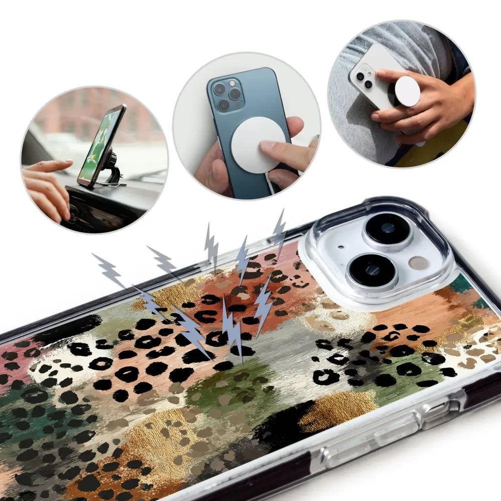 Handyhülle für iPhone 15 Pro mit MagSafe, Mobiwear Elite Bumper, Malerische Tupfen