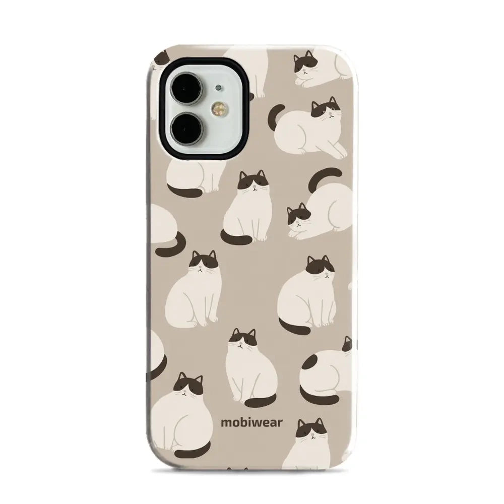 Handyhülle für iPhone 12 Mini, Mobiwear Elite Pro, Kaffe Miau