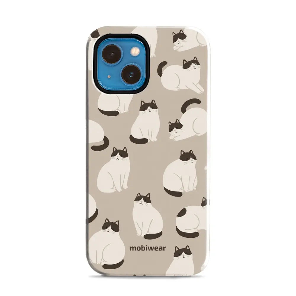 Handyhülle für iPhone 13 Mini, Mobiwear Elite Pro, Kaffe Miau