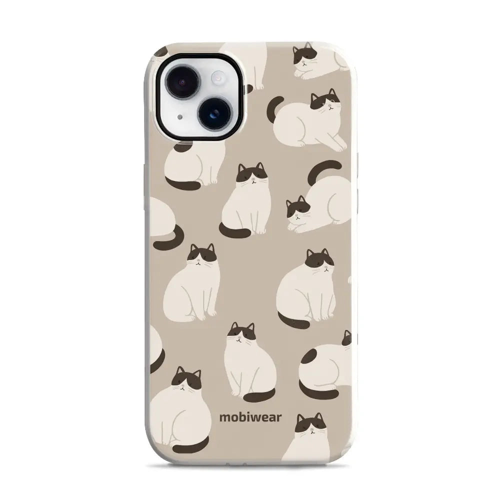 Handyhülle für iPhone 14 Plus, Mobiwear Elite Pro, Kaffe Miau