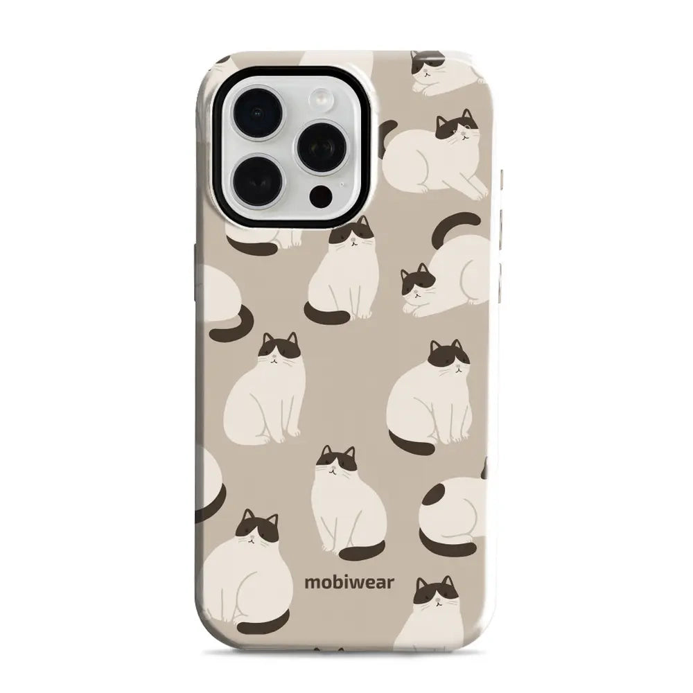 Handyhülle für iPhone 15 Pro Max, Mobiwear Elite Pro, Kaffe Miau