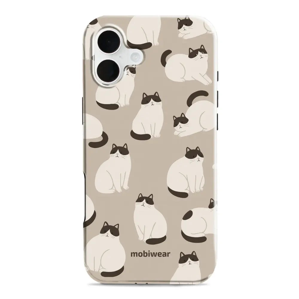 Handyhülle für iPhone 16 Plus, Mobiwear Elite Pro, Kaffe Miau