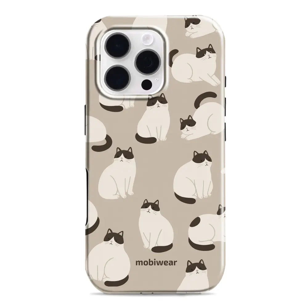 Handyhülle für iPhone 16 Pro, Mobiwear Elite Pro, Kaffe Miau