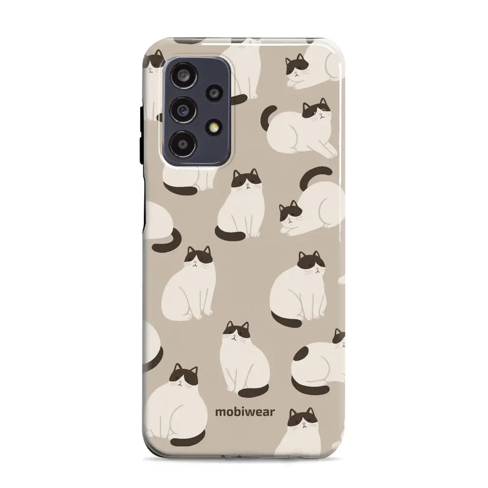Handyhülle für Galaxy A23 4G, Mobiwear Elite Pro, Kaffe Miau