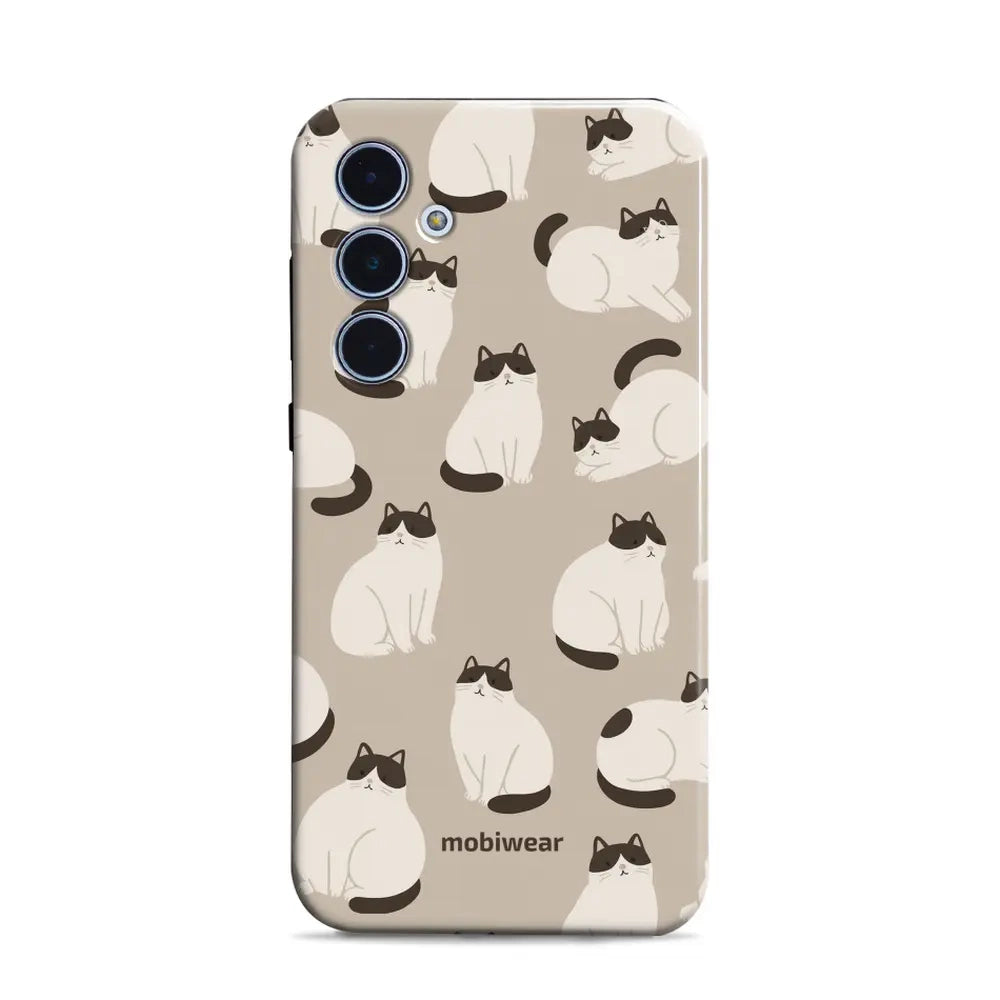 Handyhülle für Galaxy A35 5G, Mobiwear Elite Pro, Kaffe Miau