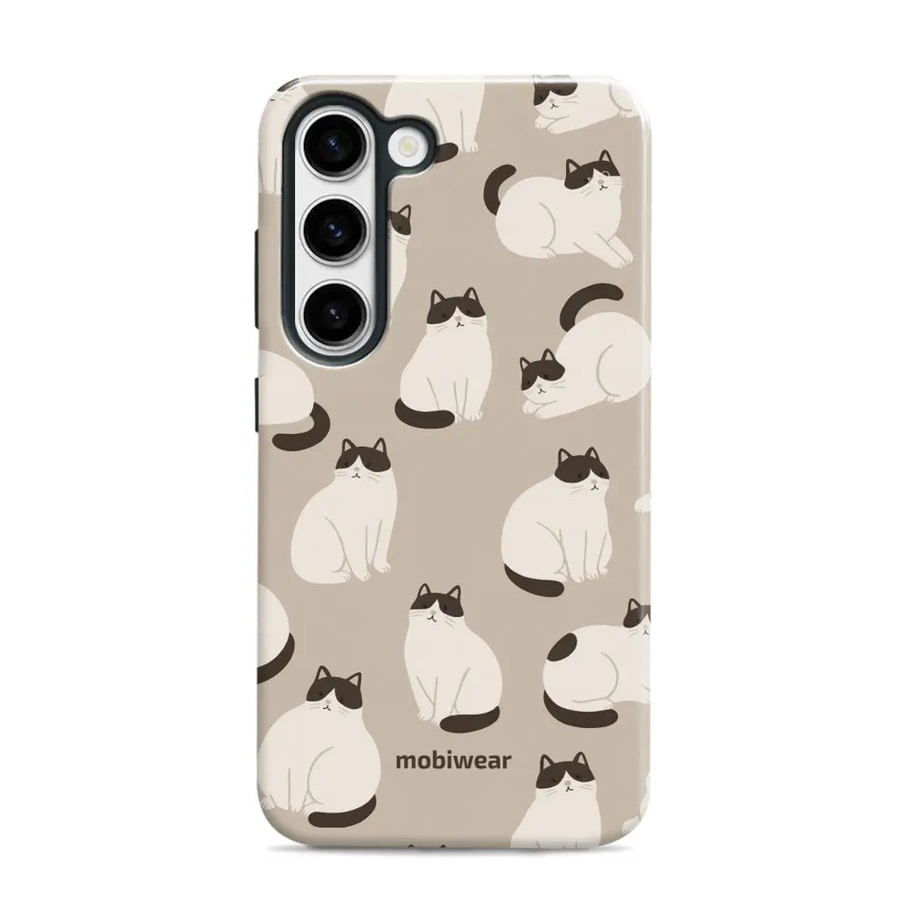 Handyhülle für Galaxy S23, Mobiwear Elite Pro, Kaffe Miau