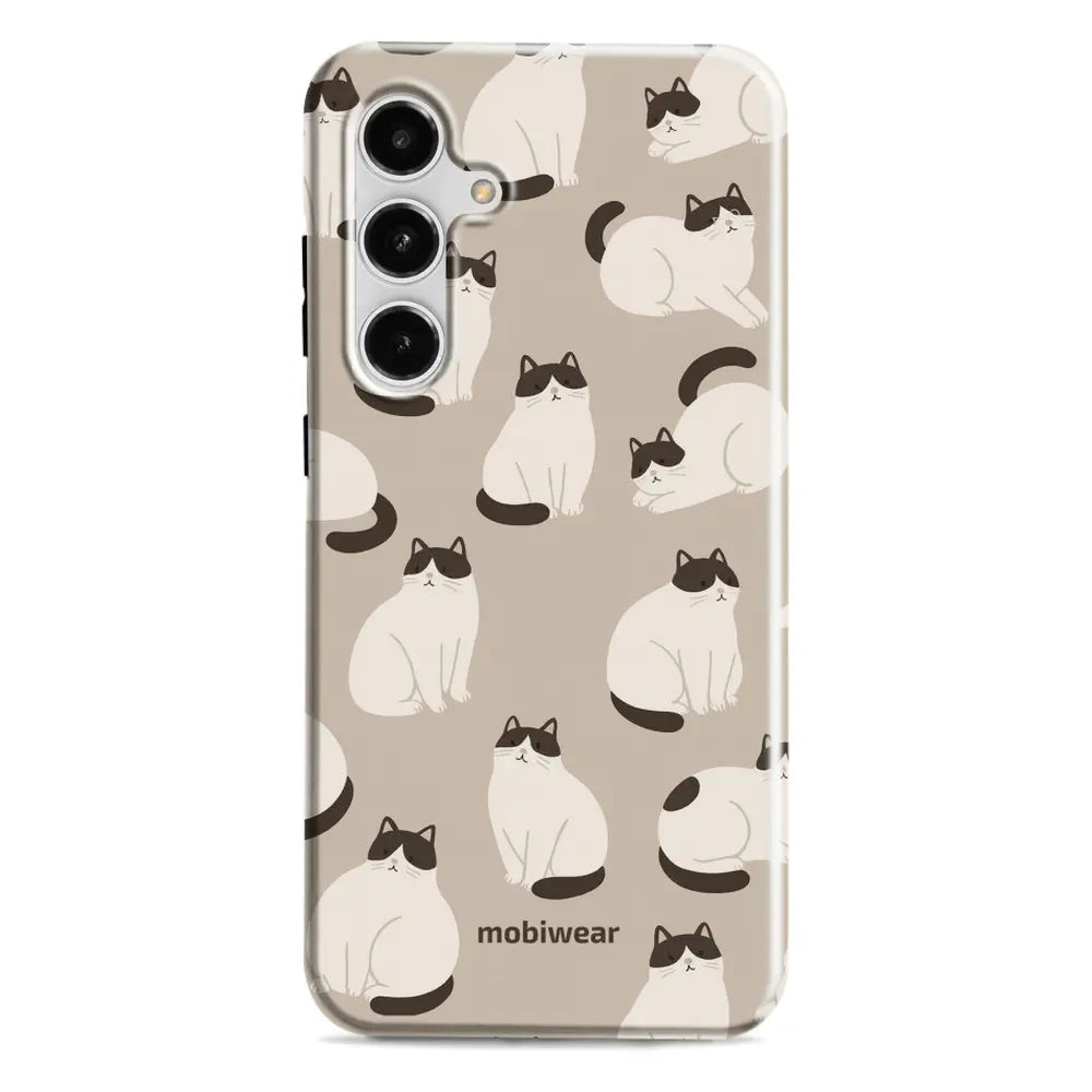 Handyhülle für Galaxy S24 FE, Mobiwear Elite Pro, Kaffe Miau
