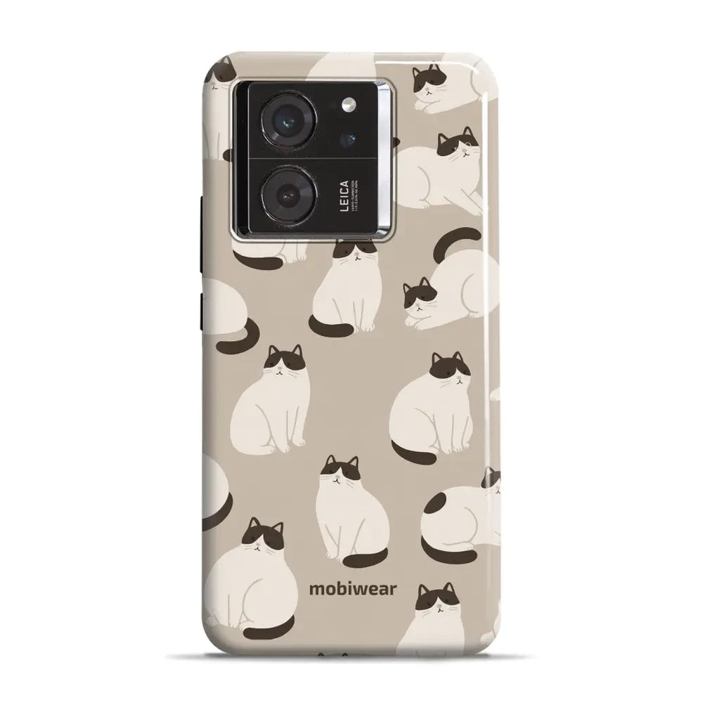 Handyhülle für Xiaomi 13T, Mobiwear Elite Pro, Kaffe Miau