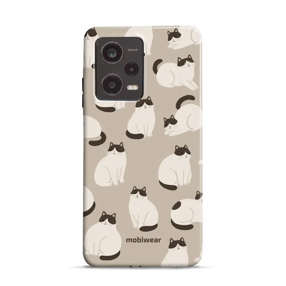 Handyhülle für Xiaomi Redmi Note 12 Pro 5G, Mobiwear Elite Pro, Kaffe Miau