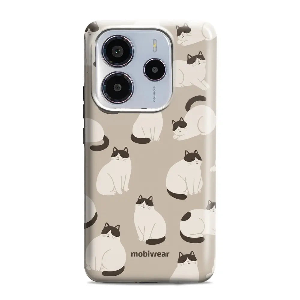 Handyhülle für Xiaomi Redmi Note 14 5G, Mobiwear Elite Pro, Kaffe Miau