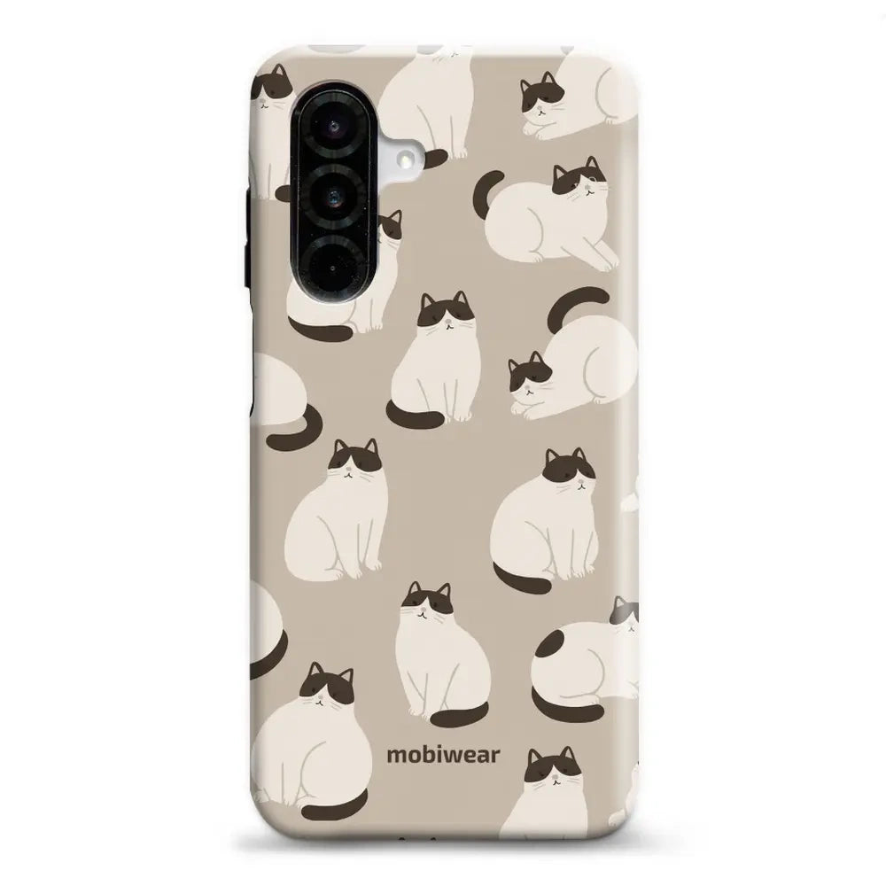 Handyhülle für Galaxy A26 5G, Mobiwear Elite Pro, Kaffe Miau
