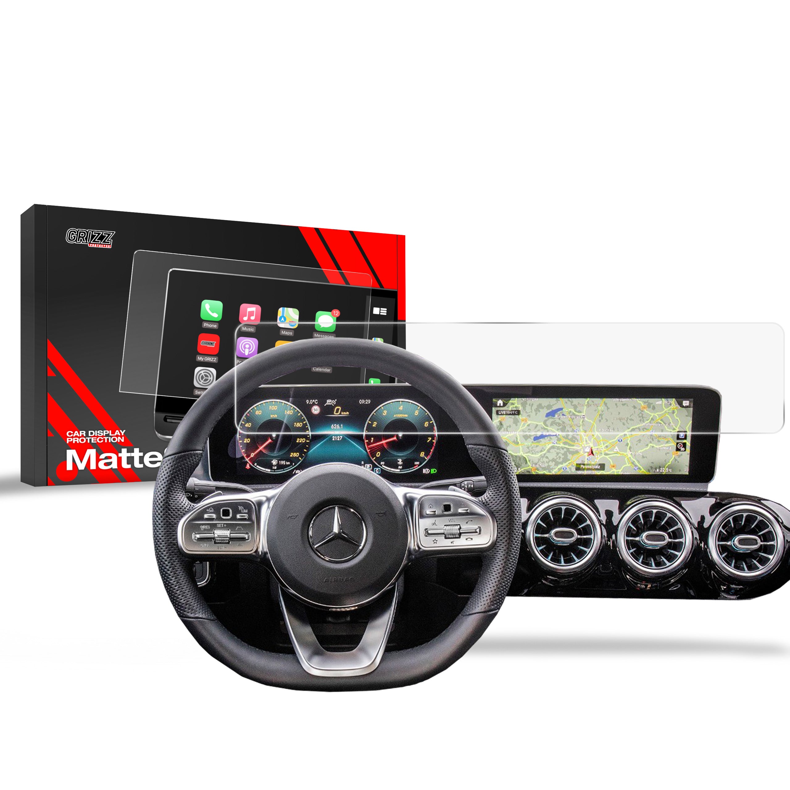 Matte Autodisplayfolie für Mercedes EQC 400 (2019-2023), Grizz Protector