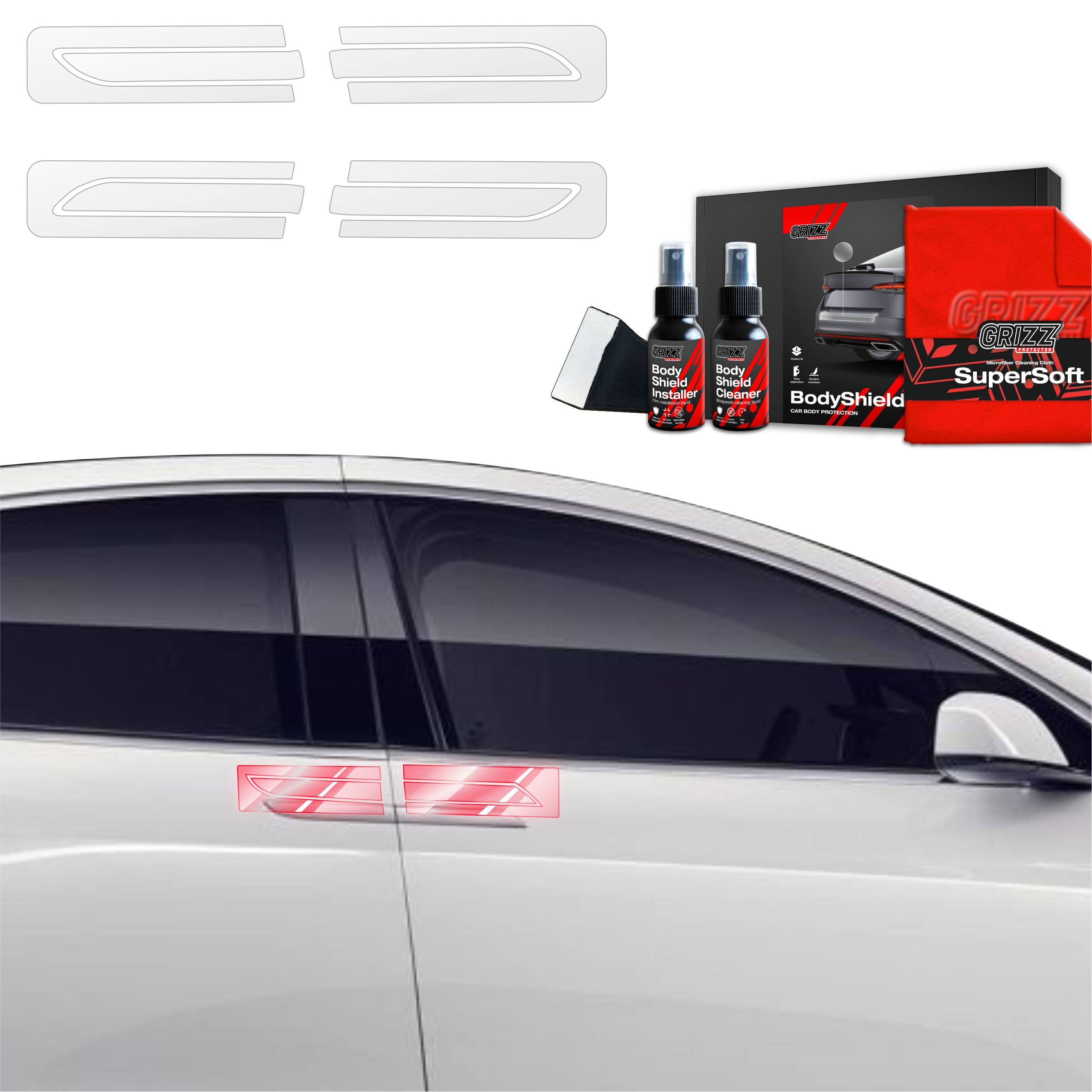 4in1 Schutzfolie Grizz Protector für Türgriffmulden - Tesla Model X (2021-2025)