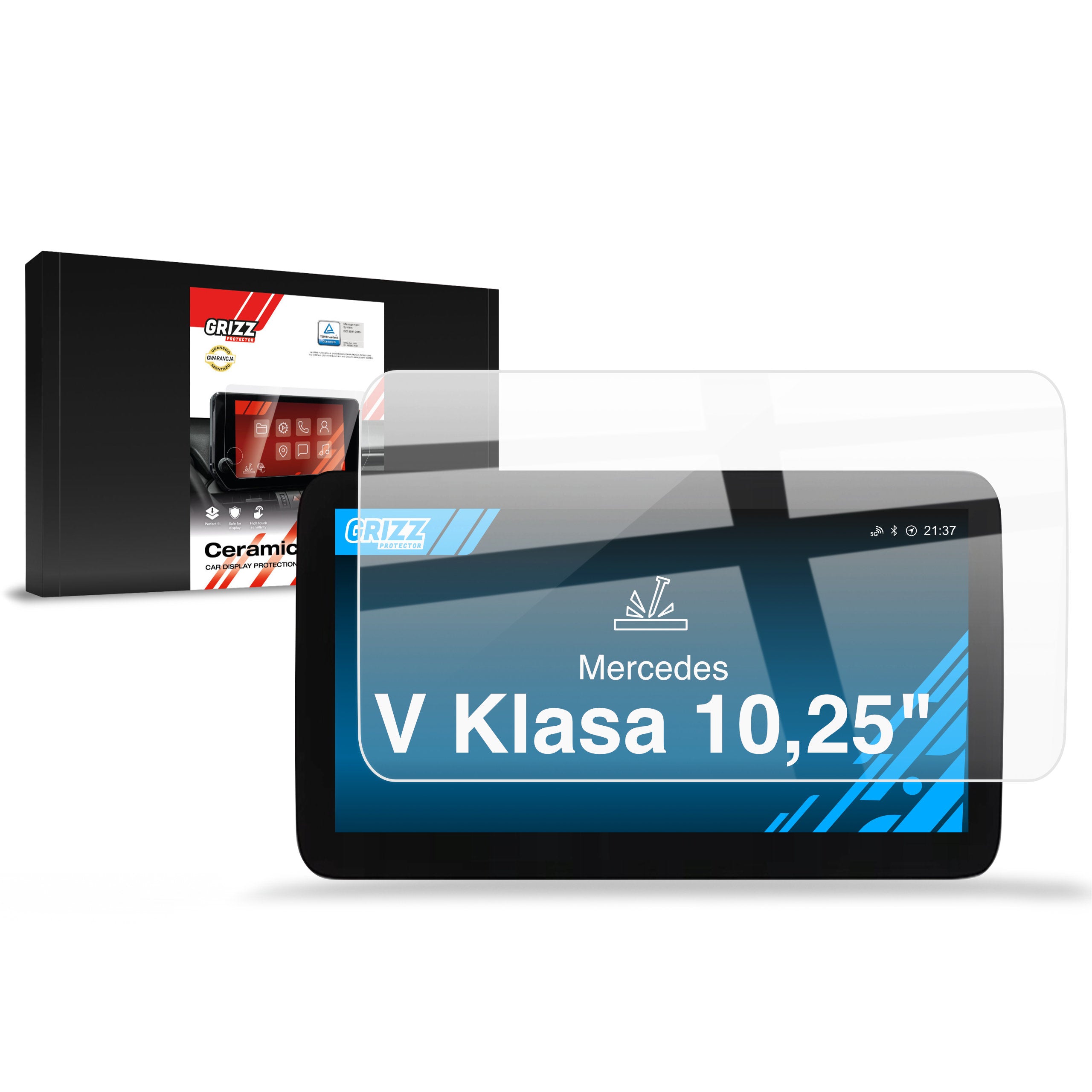 Keramische Autodisplayfolie für Mercedes V Klasse 10,25" (2019-2023), Grizz Protector