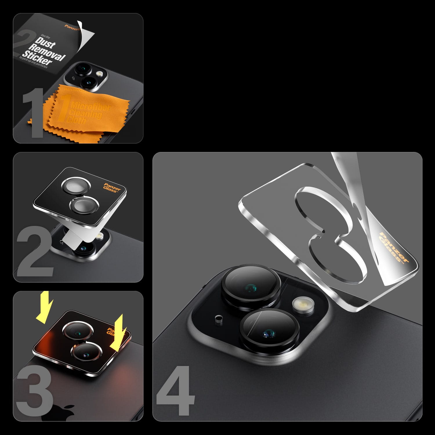 Gehärtetes Glas PanzerGlass Hoops für iPhone 15 / 15 Plus