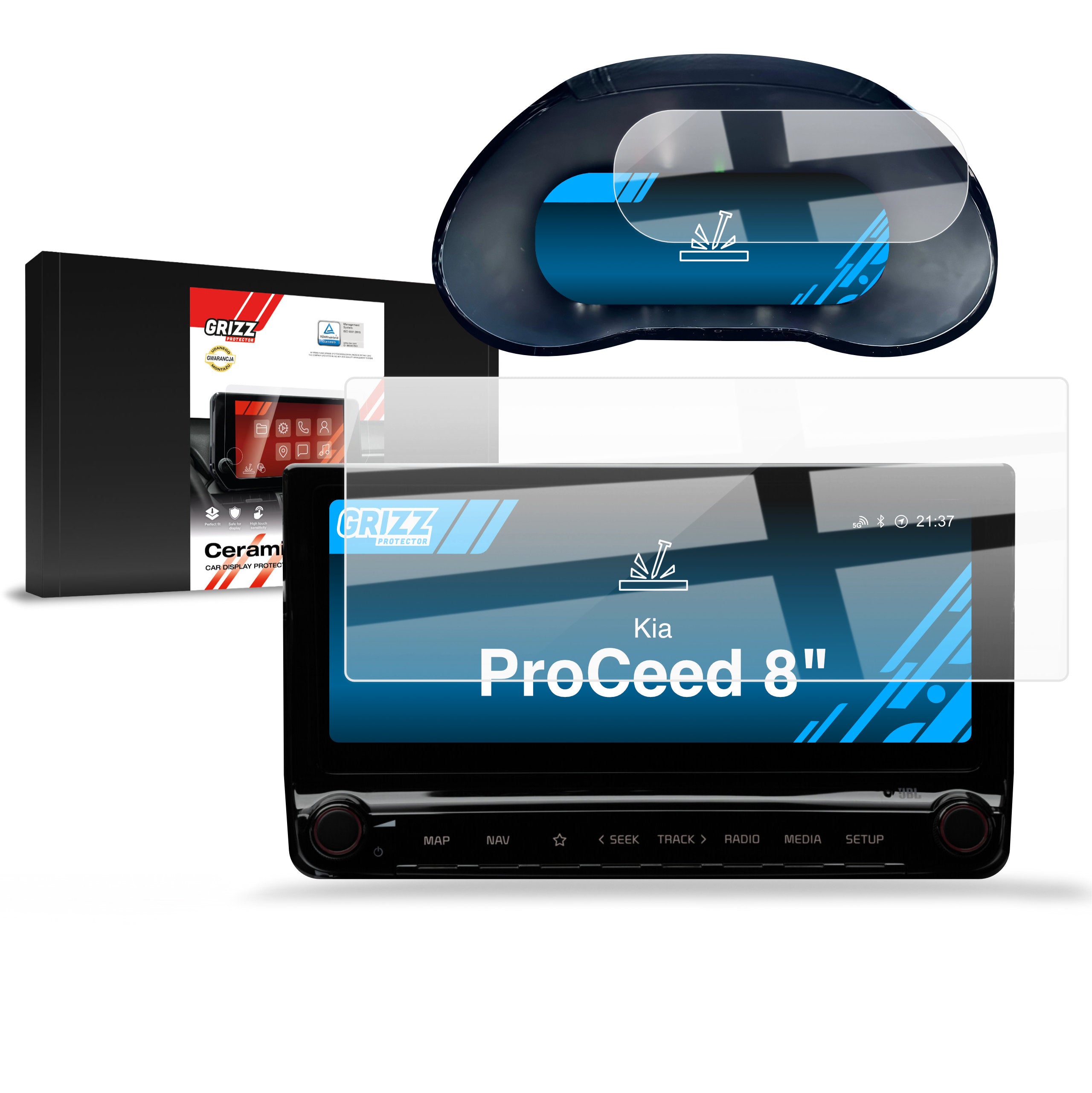 Keramische Autodisplayfolie 2in1 für Kia ProCeed (2018-2024), Grizz Protector