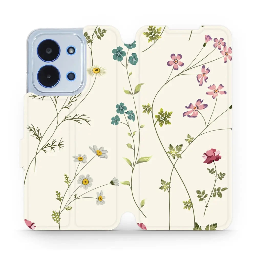 Handyhülle mit klappe für Xiaomi Redmi 15C 4G, Mobiwear Book, Feldblumen