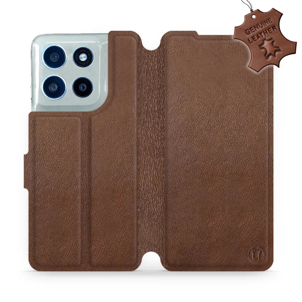Echtleder Handyhülle für Motorola Moto G56 5G, Mobiwear Leather, Braun