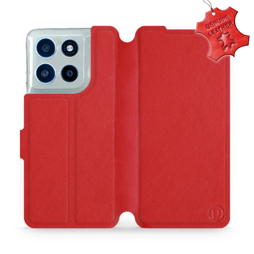 Echtleder Handyhülle für Motorola Moto G56 5G, Mobiwear Leather, Rot