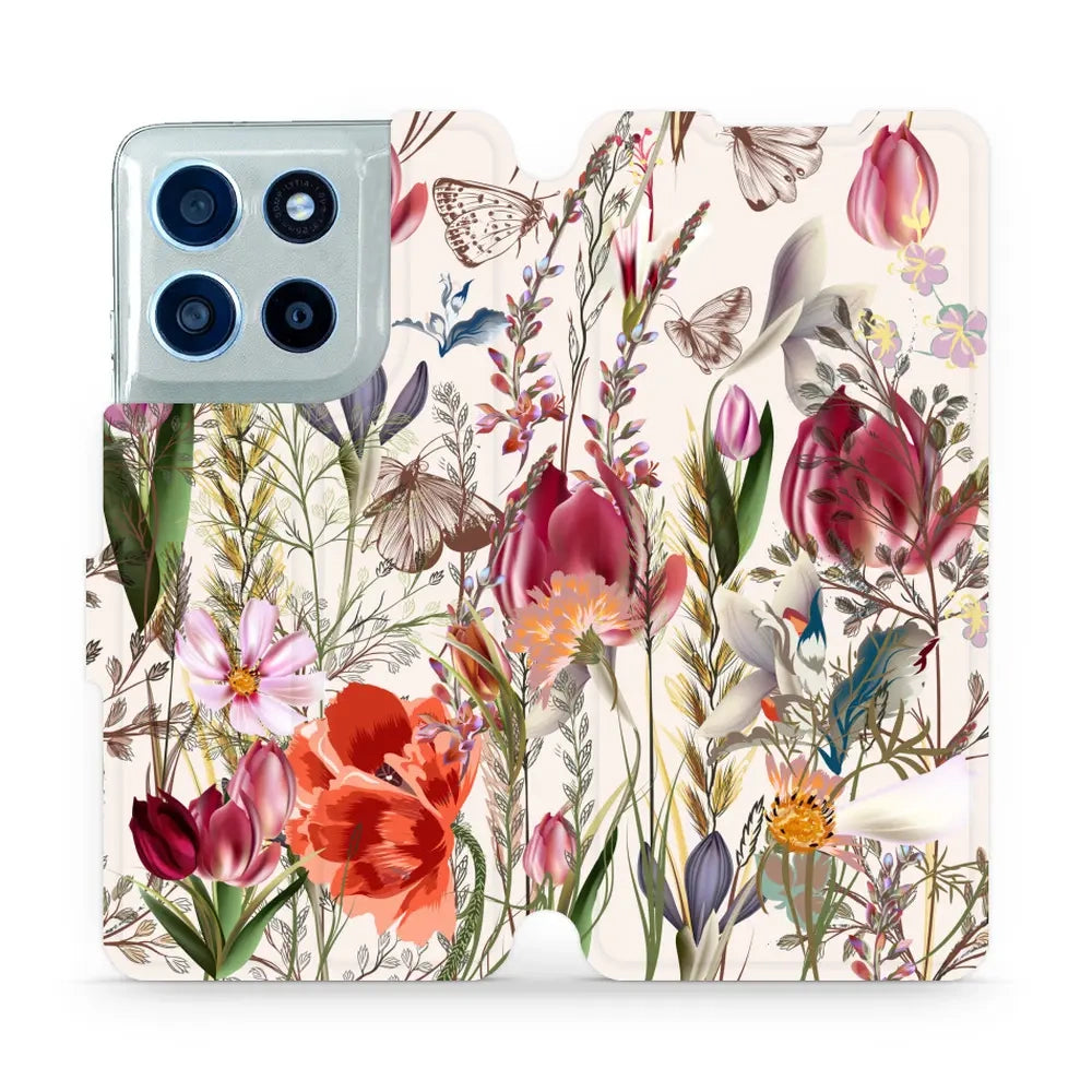 Handyhülle mit klappe für Motorola Moto G56 5G, Mobiwear Book, Blumenstrauß