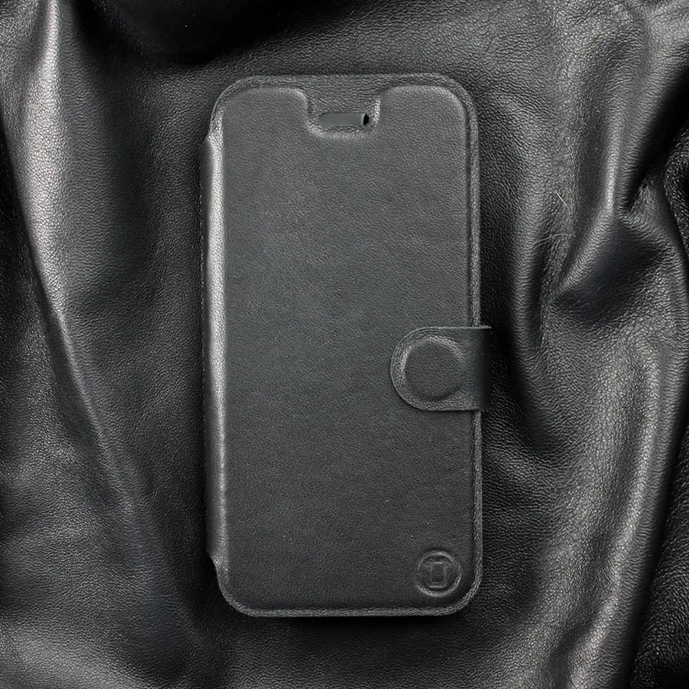 Echtleder Handyhülle für Galaxy S25 FE, Mobiwear Leather, Schwarz
