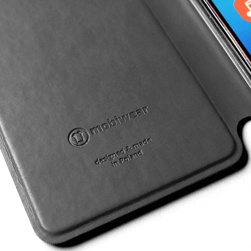 Echtleder Handyhülle für Galaxy S25 FE, Mobiwear Leather, Schwarz