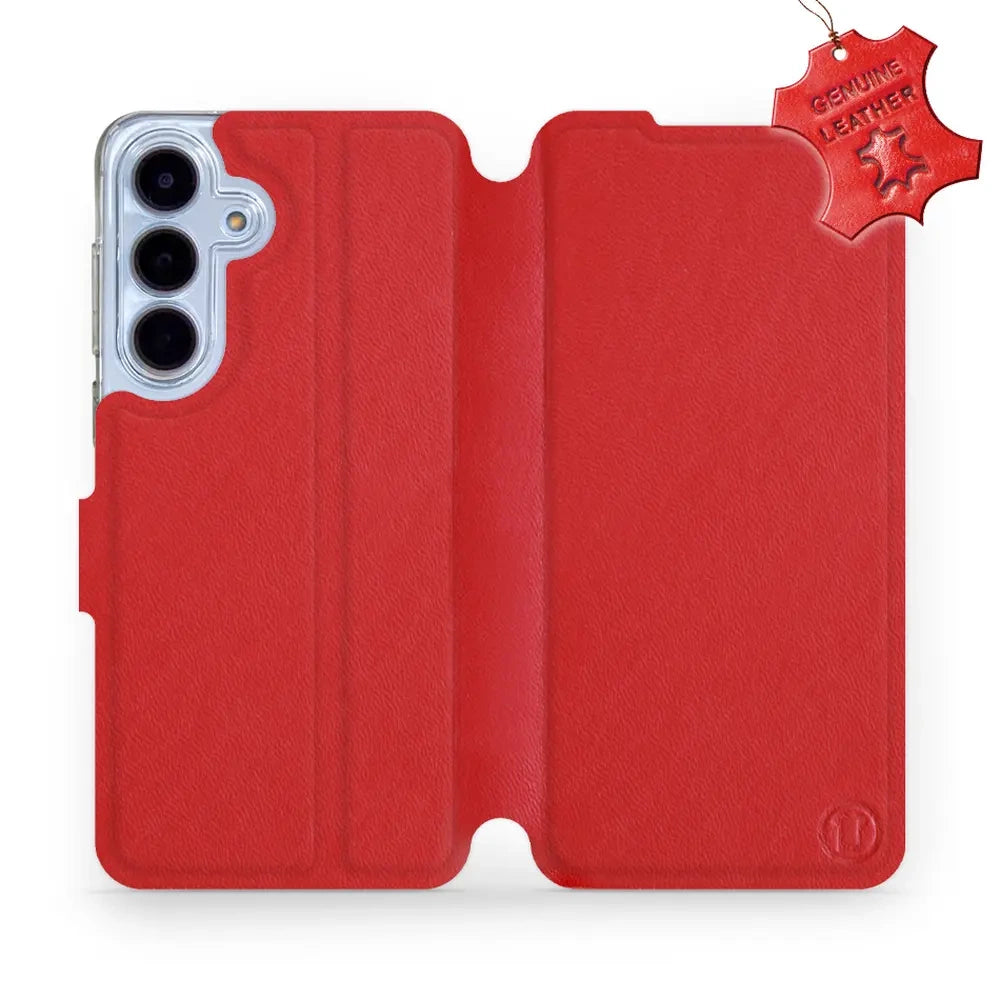 Echtleder Handyhülle für Galaxy S25 FE, Mobiwear Leather, Rot