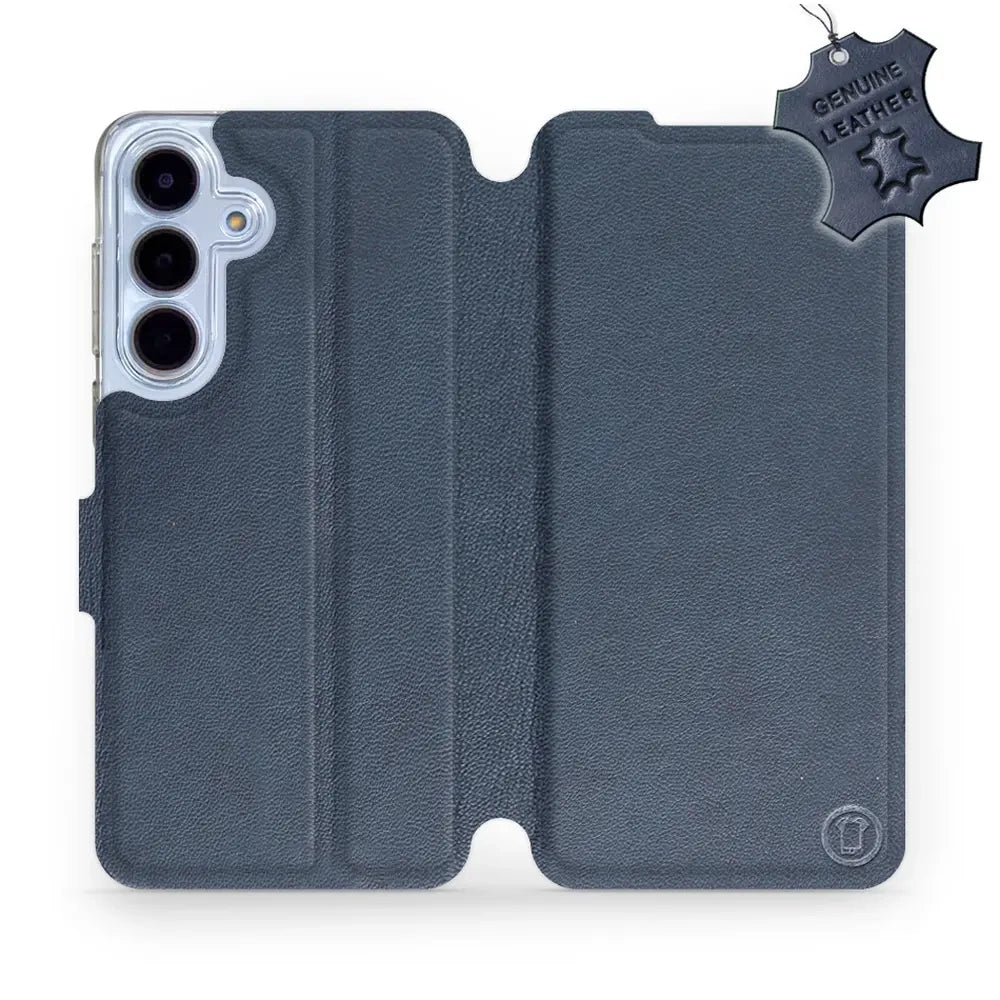 Echtleder Handyhülle für Galaxy S25 FE, Mobiwear Leather, Dunkelblau