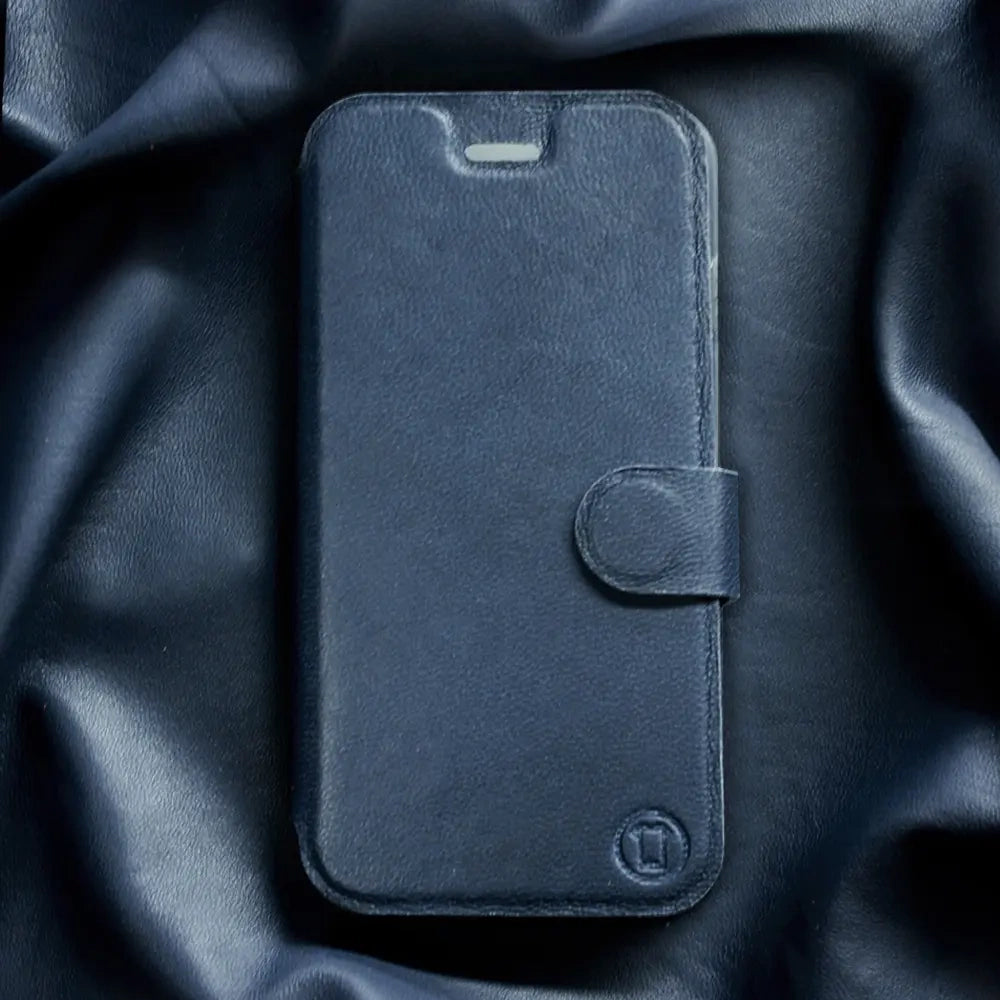 Echtleder Handyhülle für Galaxy S25 FE, Mobiwear Leather, Dunkelblau
