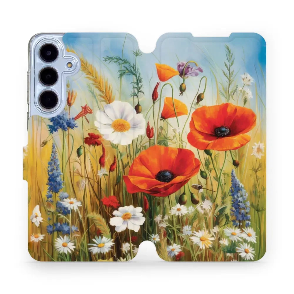 Handyhülle mit klappe für Galaxy S25 FE, Mobiwear Book, Wiesenblumen