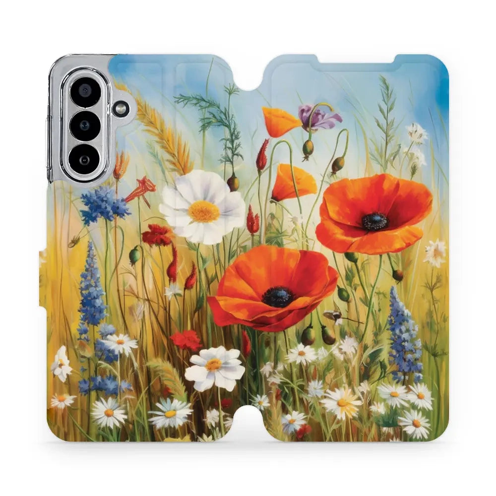 Handyhülle mit klappe für Galaxy A17 5G / 4G, Mobiwear Book, Wiesenblumen