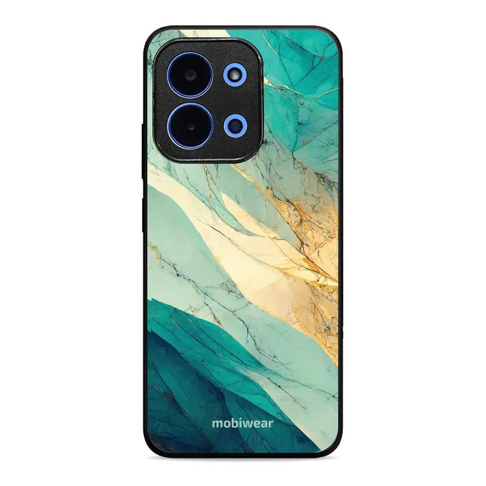 Handyhülle für Xiaomi Redmi 15C 4G, Mobiwear Glossy Case, Türkis-Marmor