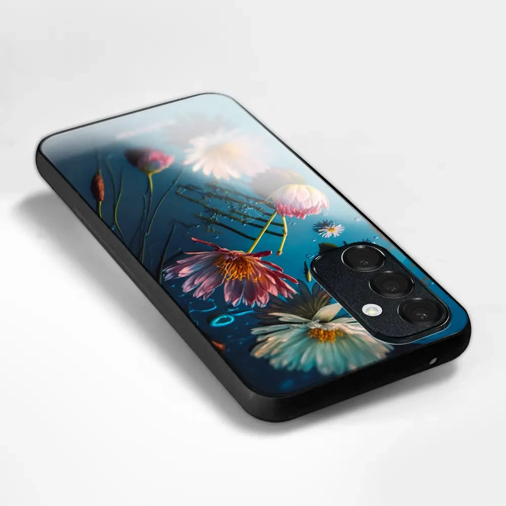 Handyhülle für Galaxy S25 FE, Mobiwear Glossy Case, Blau-Blumig