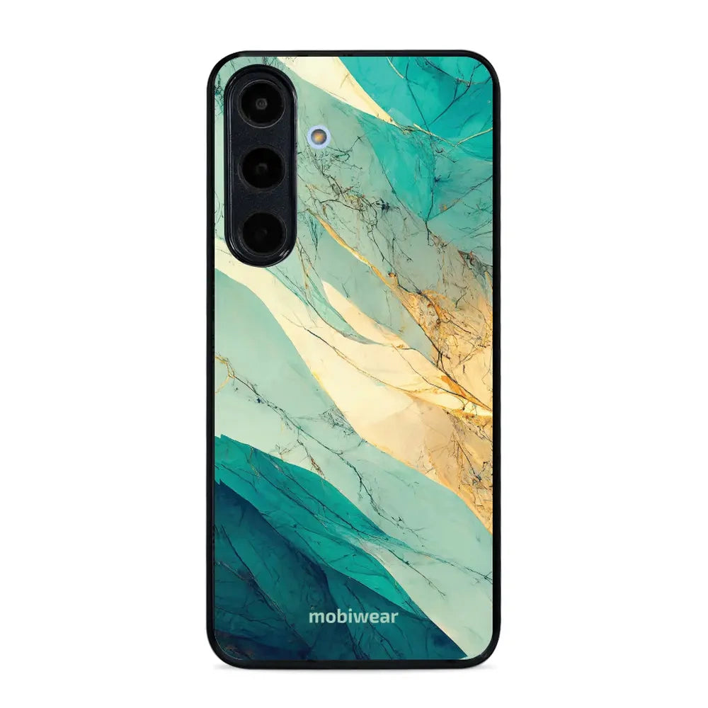 Handyhülle für Galaxy S25 FE, Mobiwear Glossy Case, Türkis-Marmor