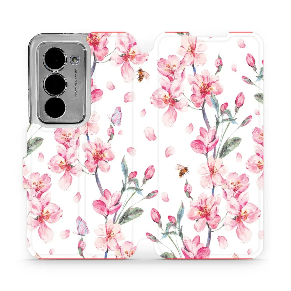 Handyhülle mit klappe für Xiaomi Redmi 15 4G, Mobiwear Book, Rosa Frühling