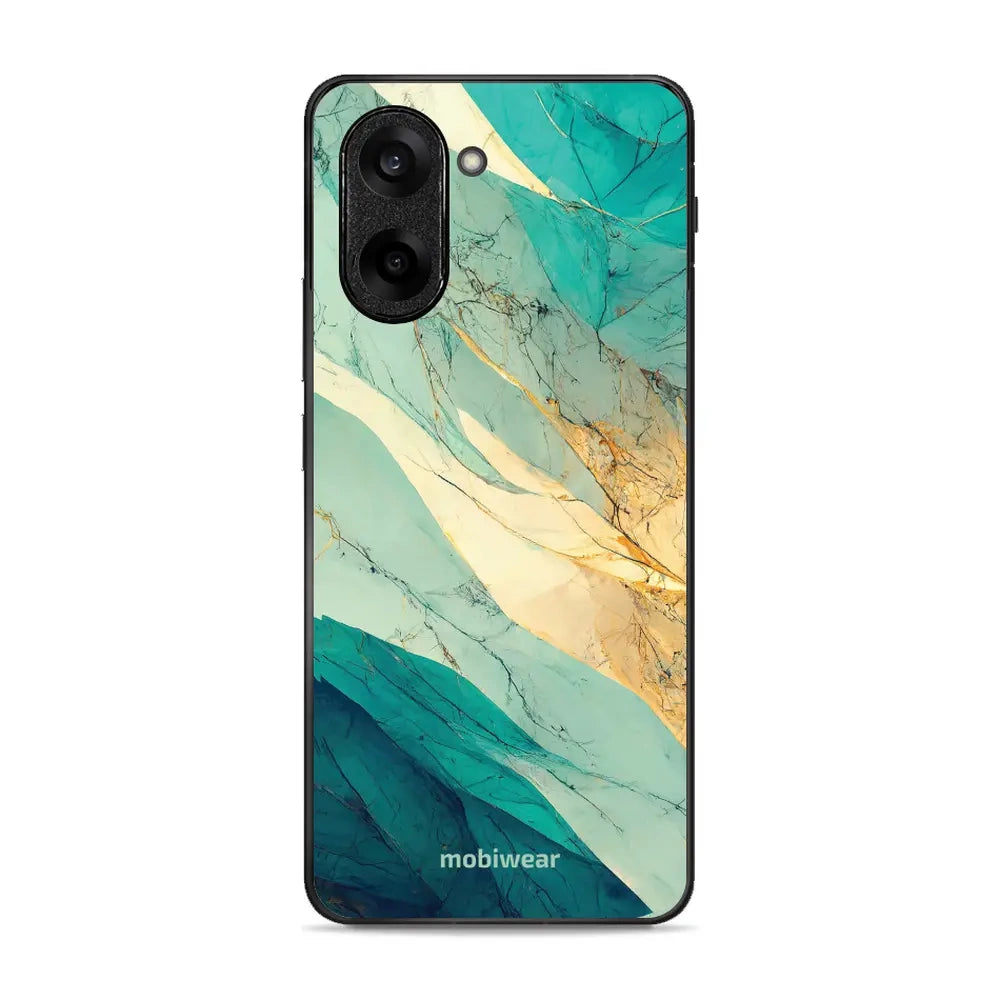 Handyhülle für OnePlus Nord CE5 5G, Mobiwear Glossy Case, Türkis-Marmor