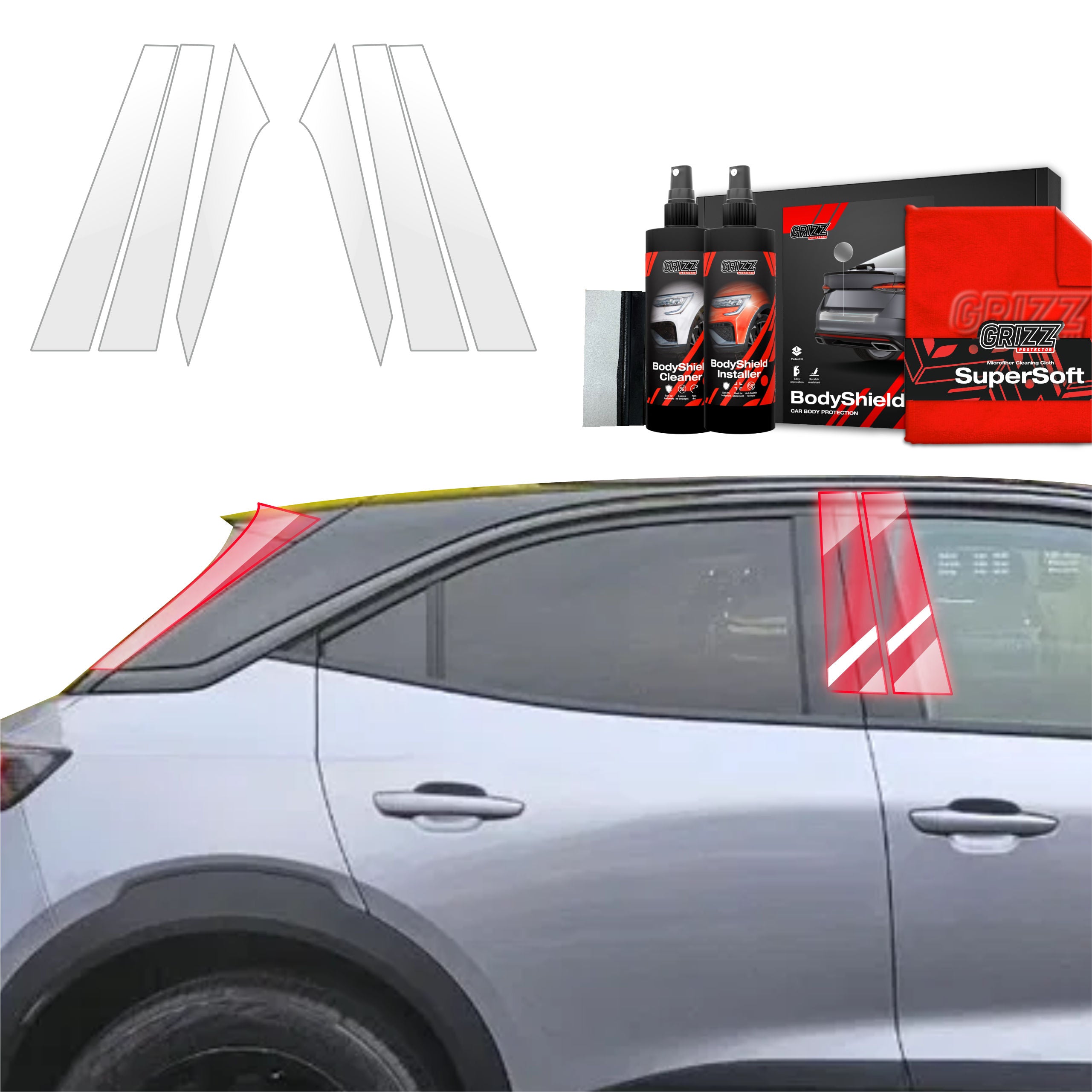6in1 Schutzfolie Grizz Protector für B-C-Säule - Opel Mokka (2021-2026)