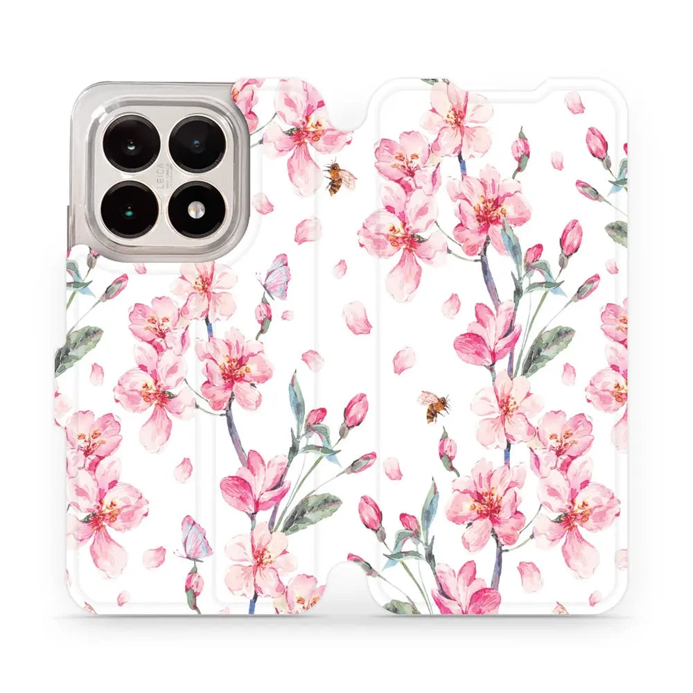 Handyhülle mit klappe für Xiaomi 15T, Mobiwear Book, Rosa Frühling