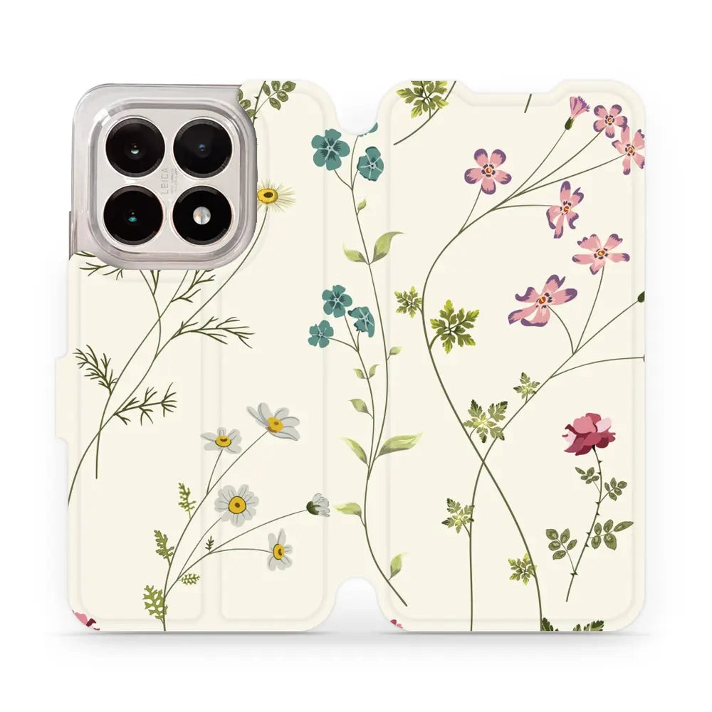 Handyhülle mit klappe für Xiaomi 15T, Mobiwear Book, Feldblumen