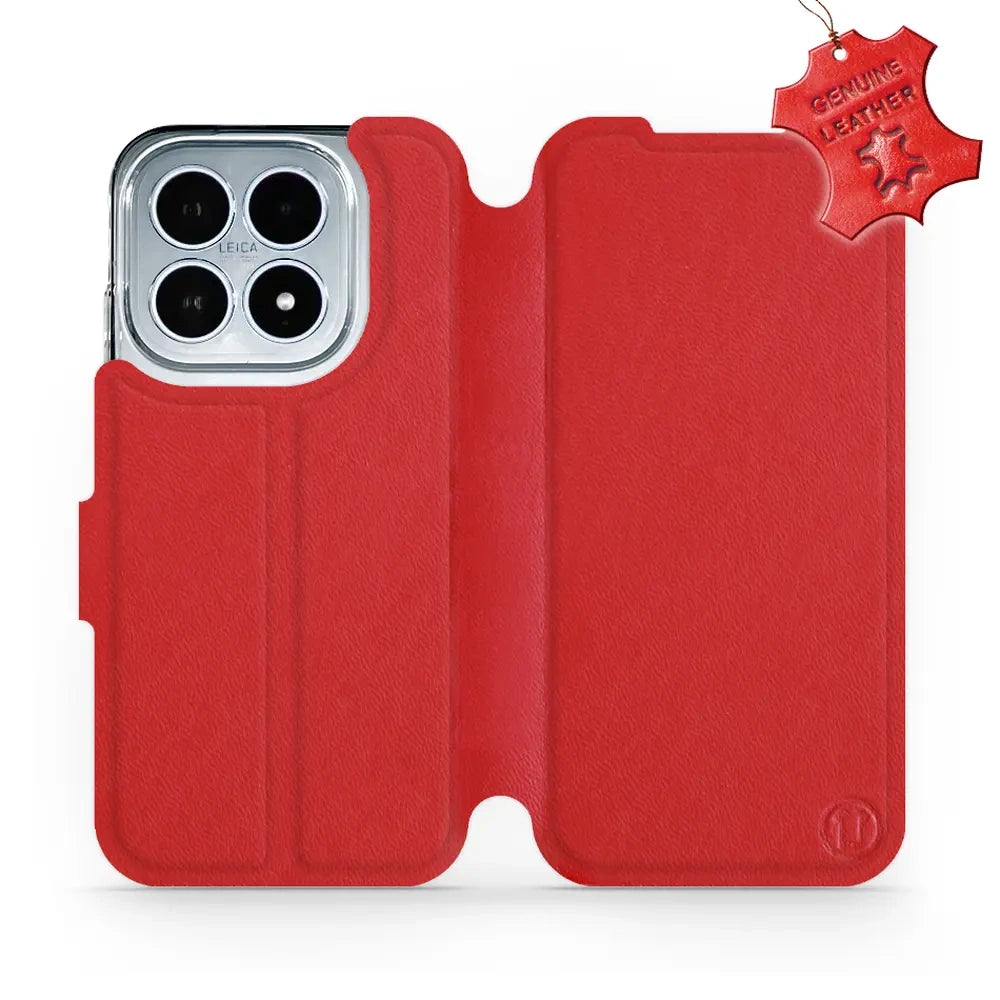 Echtleder Handyhülle für Xiaomi 17, Mobiwear Leather, Rot
