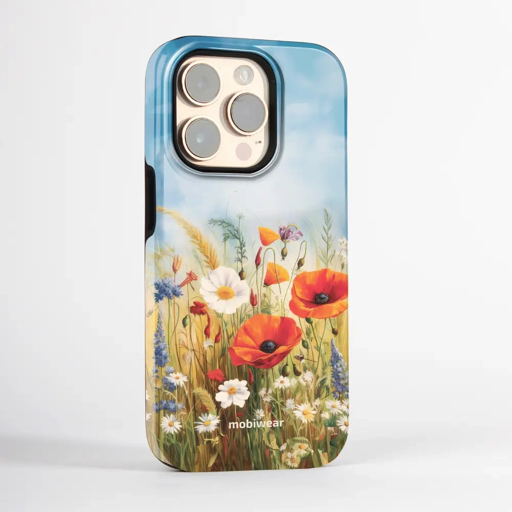Handyhülle für Galaxy S25 FE, Mobiwear Elite Pro, Wiesenblumen