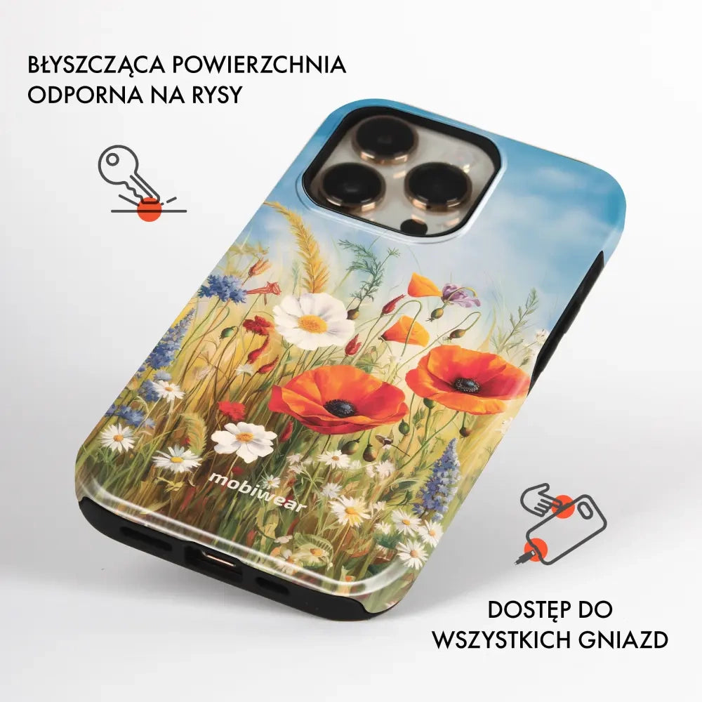 Handyhülle für Galaxy S25 FE, Mobiwear Elite Pro, Wiesenblumen