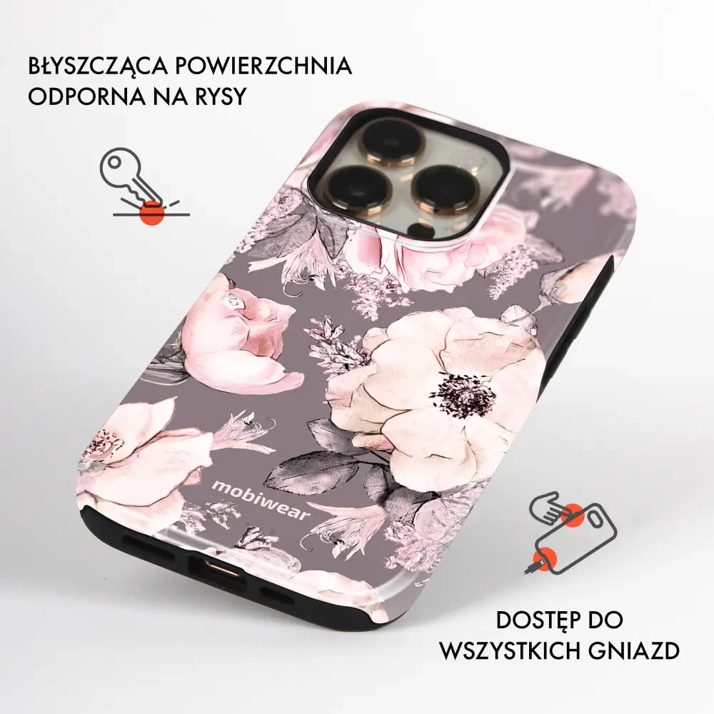 Handyhülle für Galaxy S25 FE, Mobiwear Elite Pro, Rosa-Blumig