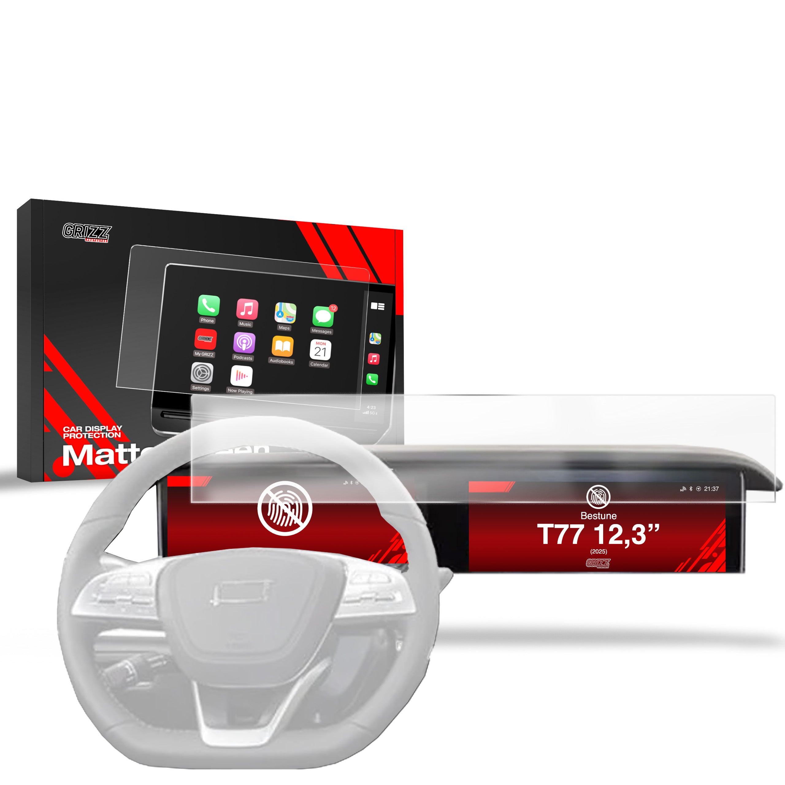 Matte Autodisplayfolie für Bestune T77 12,3" (2025-2026), Grizz Protector