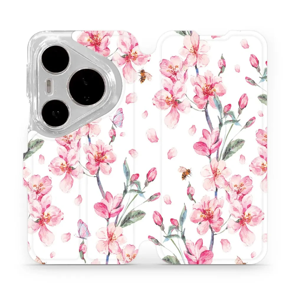 Handyhülle mit klappe für Huawei Pura 80 Pro / Huawei Pura 80 Pro Plus, Mobiwear Book, Rosa Frühling
