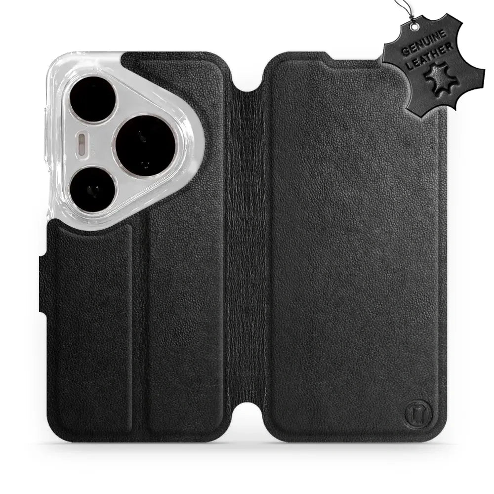 Echtleder Handyhülle für Huawei Pura 80 Pro / Huawei Pura 80 Pro Plus, Mobiwear Leather, Schwarz