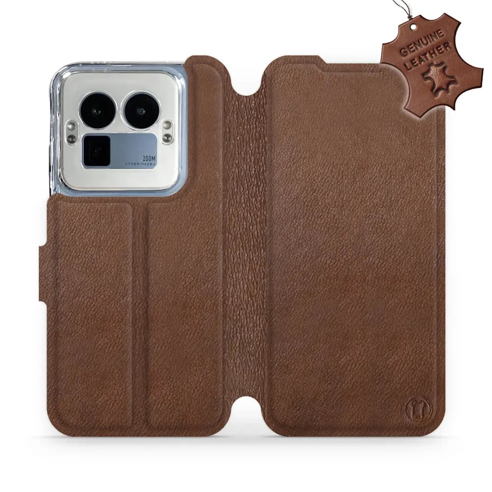 Echtleder Handyhülle für Realme GT 8 Pro, Mobiwear Leather, Braun