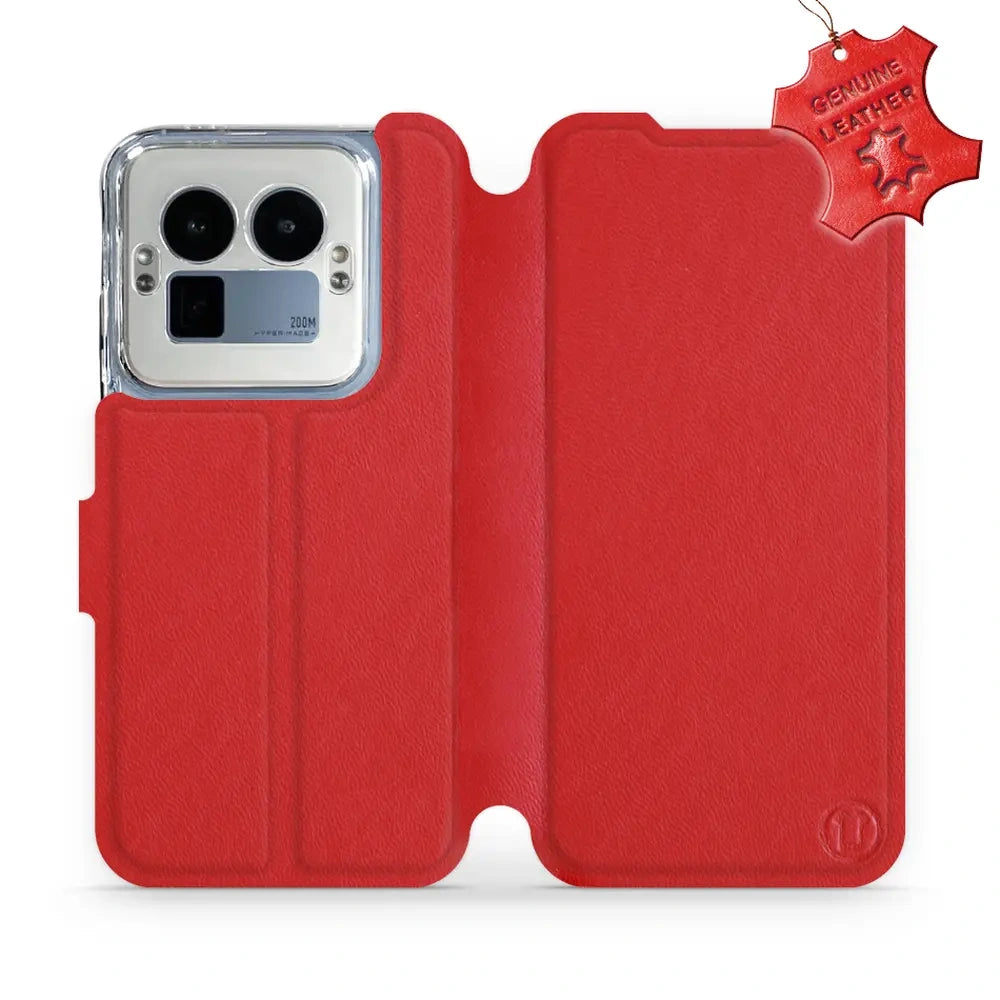 Echtleder Handyhülle für Realme GT 8 Pro, Mobiwear Leather, Rot