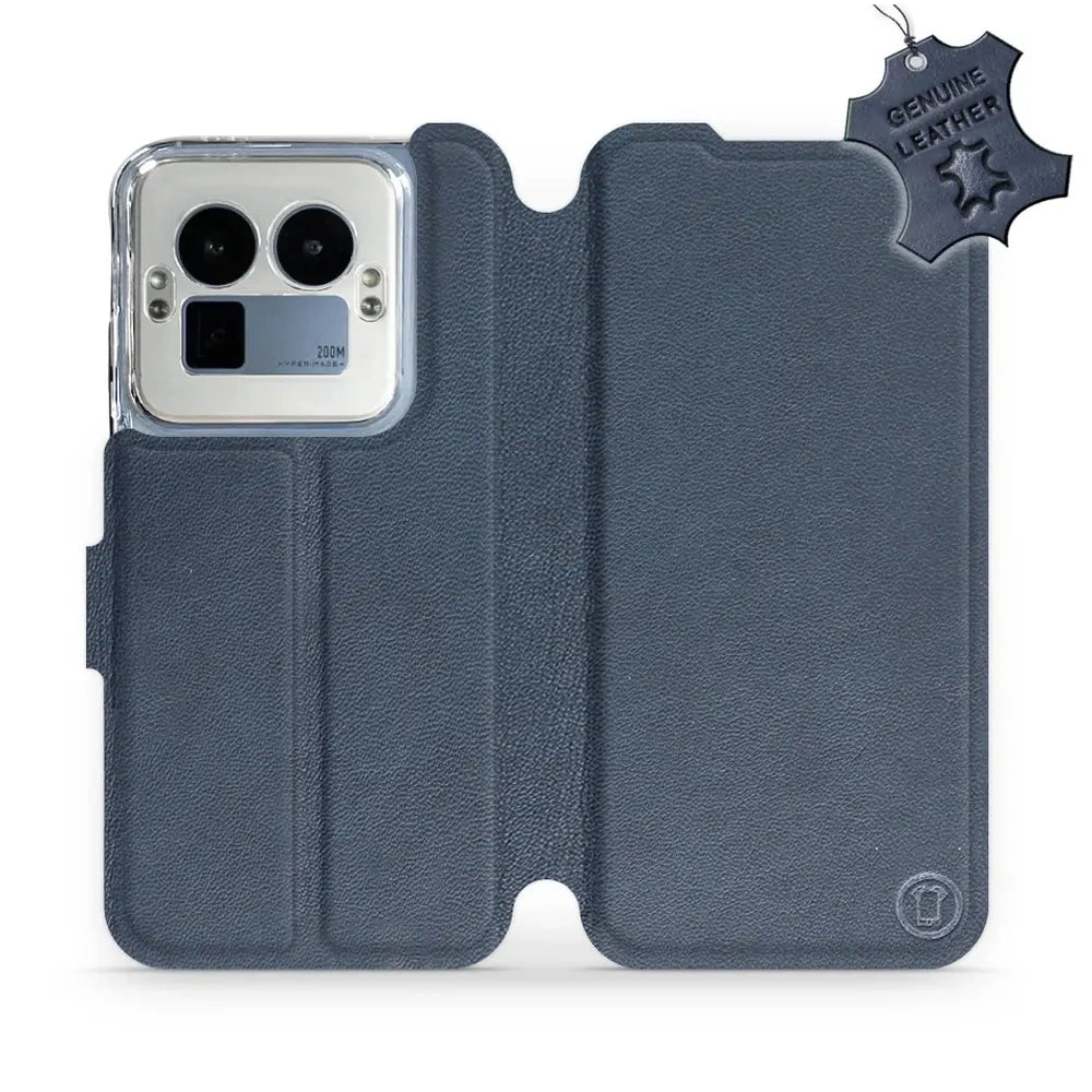 Echtleder Handyhülle für Realme GT 8 Pro, Mobiwear Leather, Dunkelblau