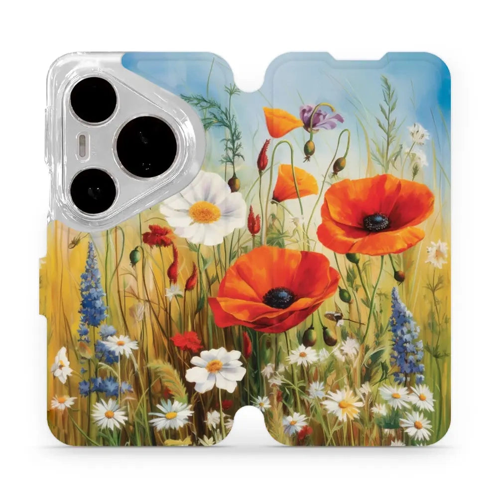 Handyhülle mit klappe für Huawei Pura 80 Pro / Huawei Pura 80 Pro Plus, Mobiwear Book, Wiesenblumen